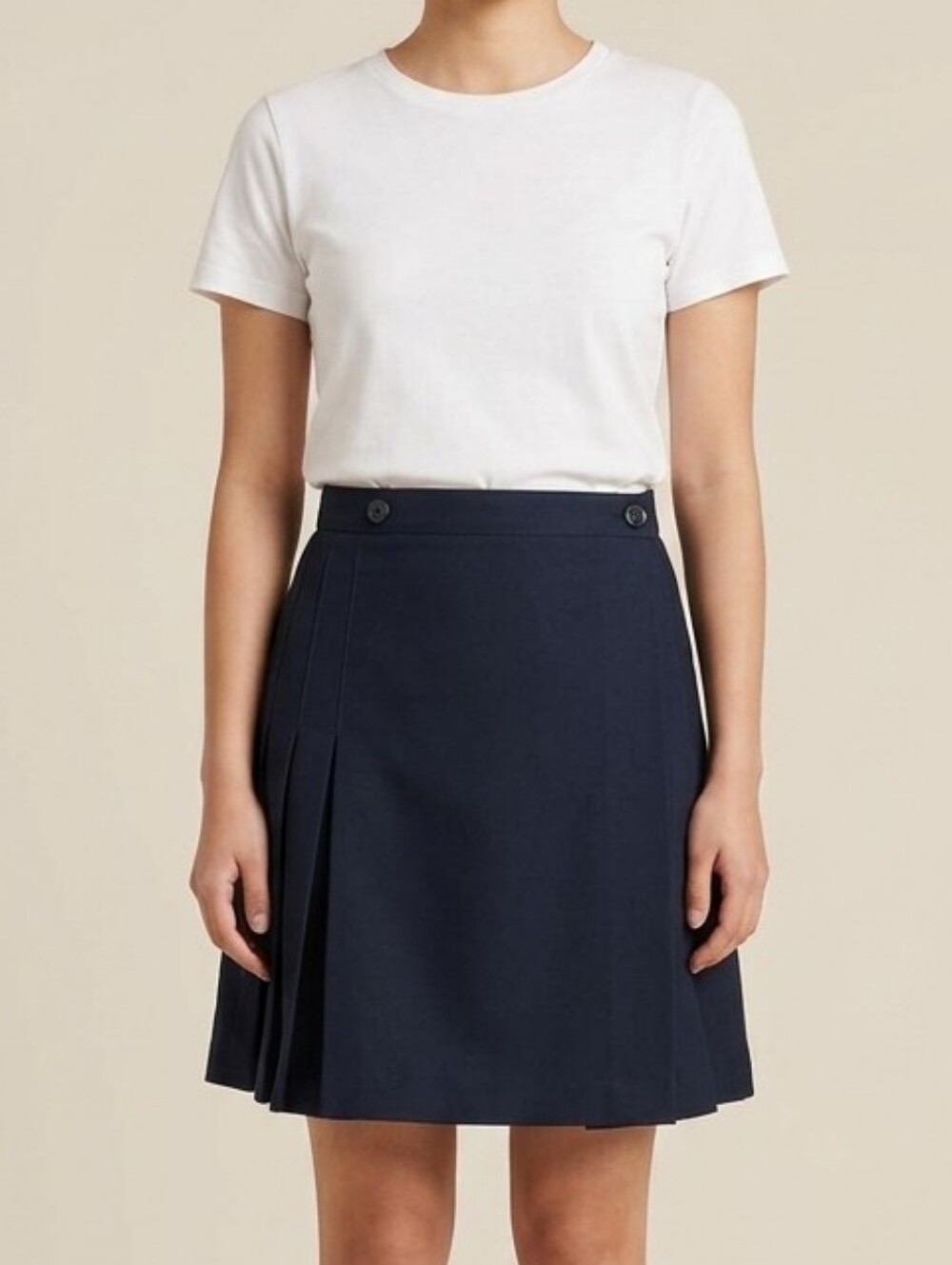 Vintage Top Marks Classic Navy Pleated Wrap Skirt